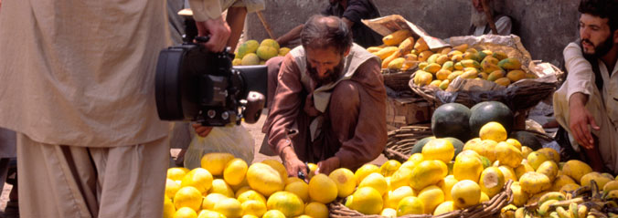 Cinematographer David Rasmussen with Aaton Super 16 Camera in Pakistan