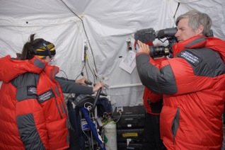 David filming doctors on Mt. Everest