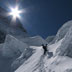 Climbers Traversing the Icefall on Mt. Everest